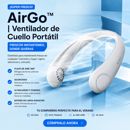 AirGo™ | Ventilador de Cuello Portátil — Aire Fresco 24h Sin Cables