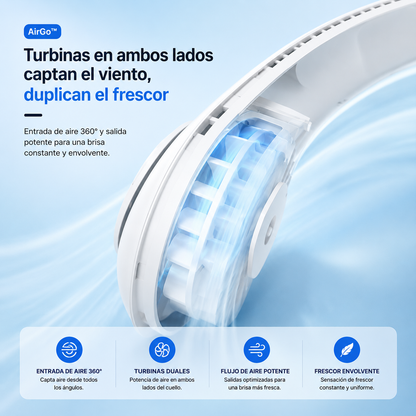 AirGo™ | Ventilador de Cuello Portátil — Aire Fresco 24h Sin Cables
